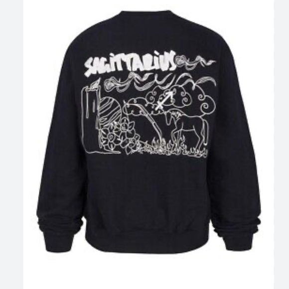 Good American New Womens Size 2 Black Sagittarius Zodiac Boyfriend Sweatshirt - Picture 4 of 9